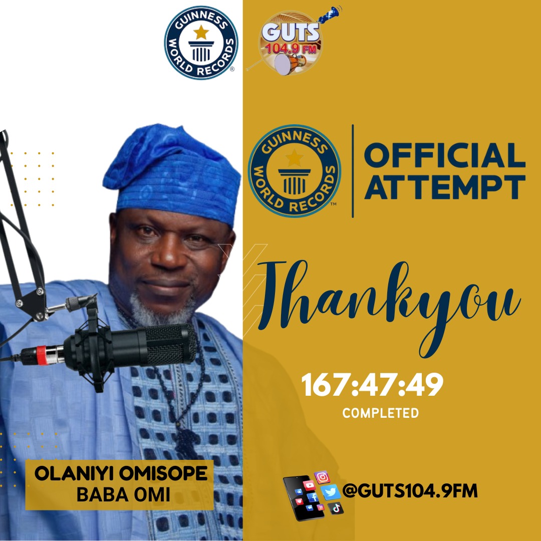 Baba Omi Completes 167-Hour Broadcast, Awaits Response From Guinness World Records