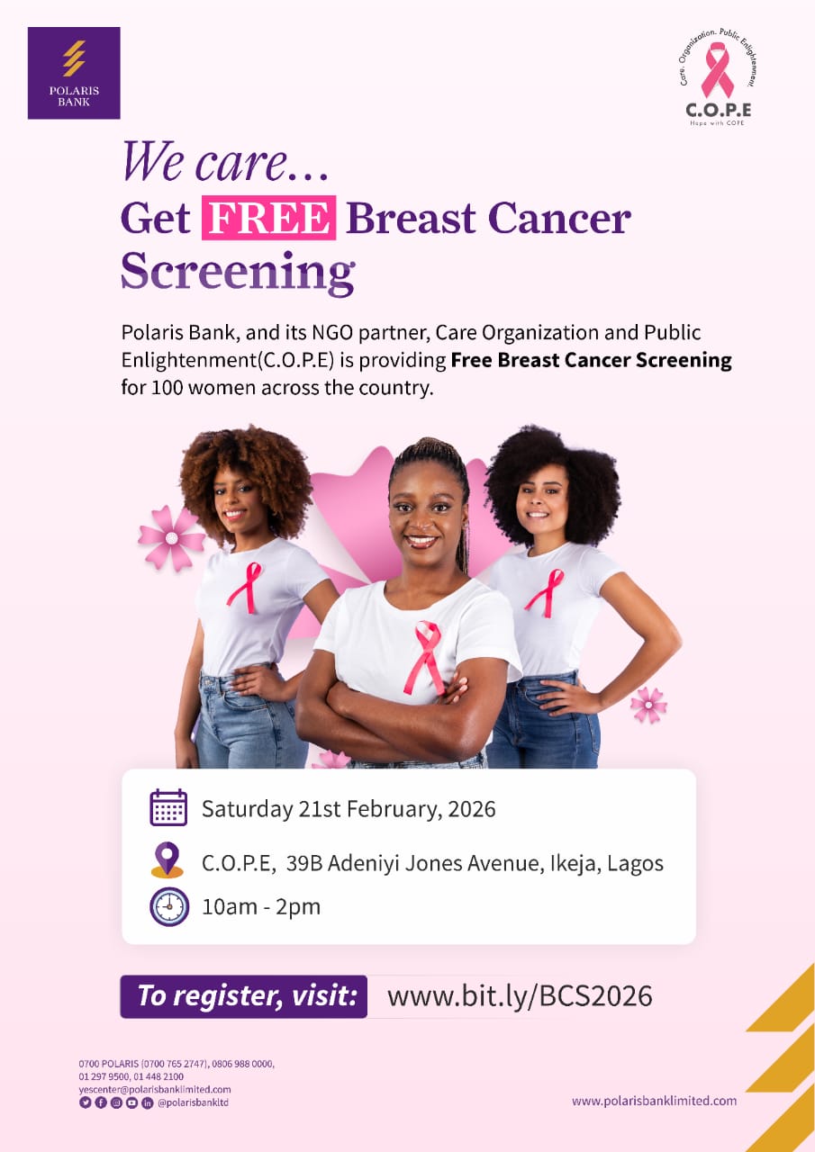 Polaris Bank Marks World Cancer Day with Free Breast Screening for 100 Women Nationwide